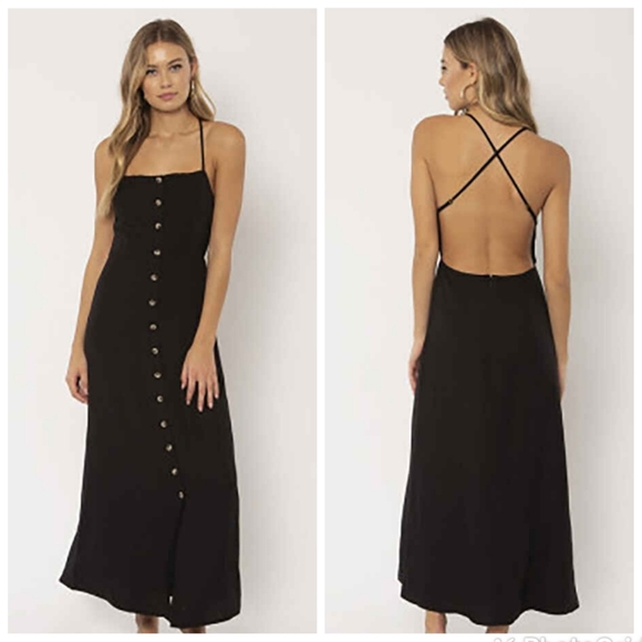 Amuse Society Dresses & Skirts - Amuse Society linen blend black maxi dress size Medium